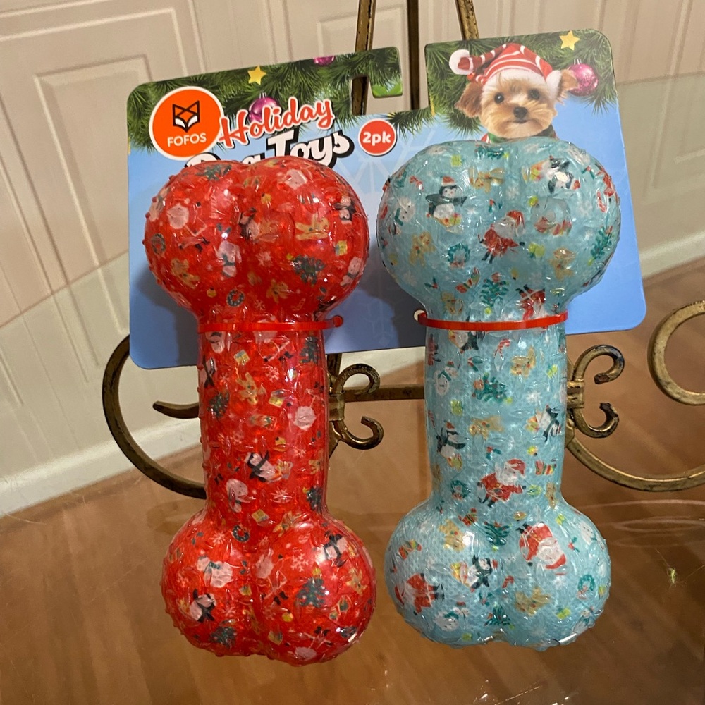 Fofos Happy Holidays/Christmas - Set Of  - Squeaky Bone /Dog Toy